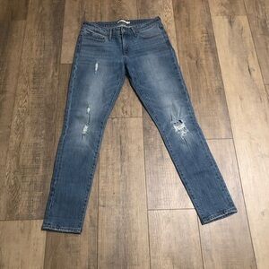 Levi Womens Jeans 28 711 skinny mid rise distressed blue denim pants